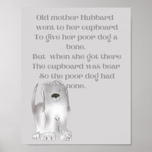 Oude moeder Hubbard schattige cartoon pret in grij Poster (Voorkant)