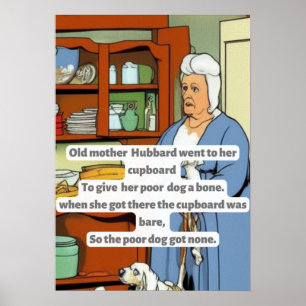 "Oude moeder Hubbard" stripboek uitstraling Poster