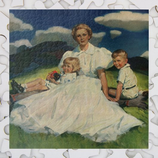 Oude Moederdag, moeder met kinderen Legpuzzel
