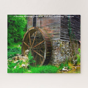 Oude Molen Gatlinburg Tennessee. Kerstgroet Legpuzzel