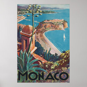 Oude Monacoreisposter Franse Riviera Poster