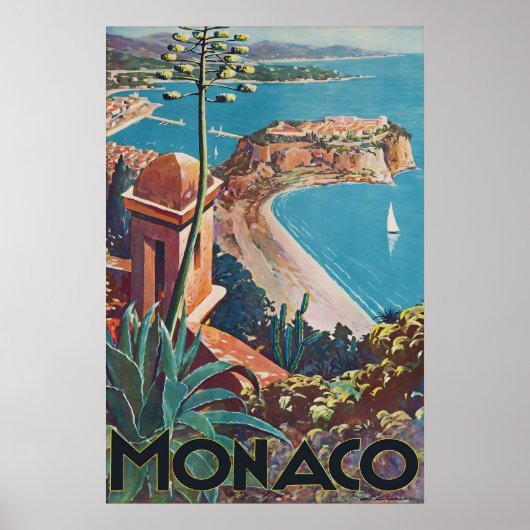 Oude Monacoreisposter Franse Riviera Poster (Voorkant)