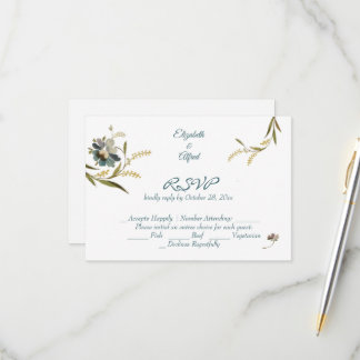 Oude Monogram Bloemranken RSVP Kaartje