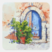 Oude mooie deur waterverf sticker (Voorkant)