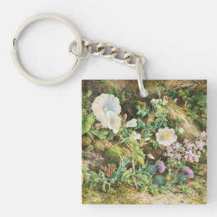 Oude mooie petunia bloemen bloemenschilderij sleutelhanger
