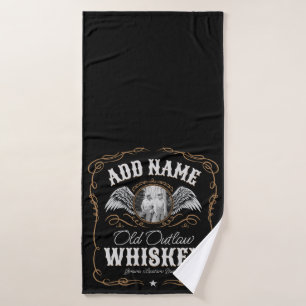 Oude Moonshine Whiskey Label TOEVOEGEN FOTO Famili Bad Handdoek