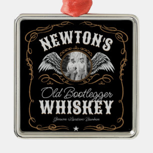 Oude Moonshine Whiskey Label TOEVOEGEN FOTO Famili Metalen Ornament