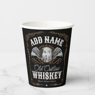 Oude Moonshine Whiskey Label TOEVOEGEN FOTO Famili Papieren Bekers