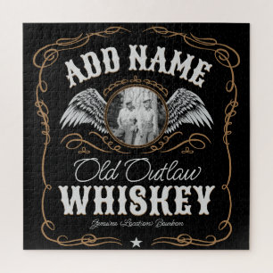 Oude Moonshine Whiskey Label VOEG FOTO Toe Familie Legpuzzel