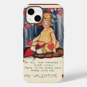Oude moppige Valentijnsdag, Meisje met Rode Harten Case-Mate iPhone 14 Hoesje