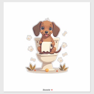 Oude Mopshond op Toilet Cartoon Badkamer Sticker