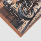 Oude motor geparkeerd in een garage tissuepapier (Detail)