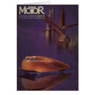 Oude Motor Magazine Cover, Futuristische Stadsauto