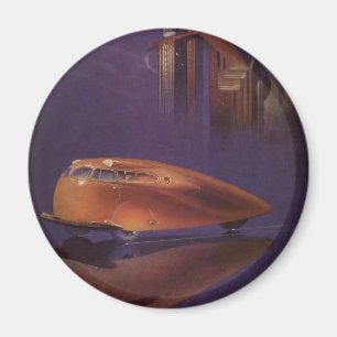 Oude Motor Magazine Cover, Futuristische Stadsauto Magneet
