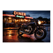 Oude motorfiets & Amerikaans eethuis