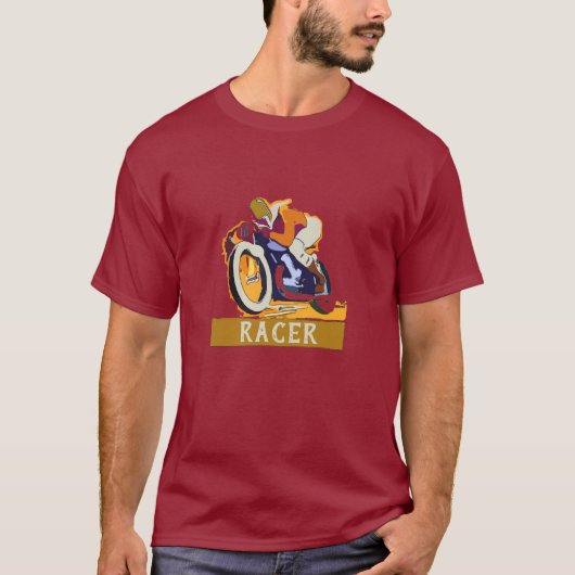 Oude motorfiets met racer T-shirt (Voorkant)