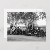 Oude motorfietsen foto zwart-wit briefkaart (Voorkant / Achterkant)