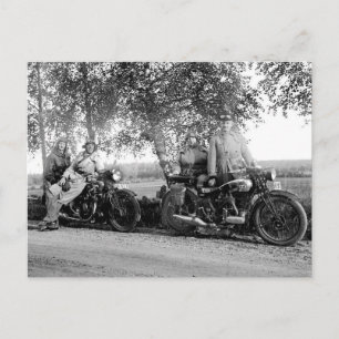 Oude motorfietsen  foto zwart-wit briefkaart