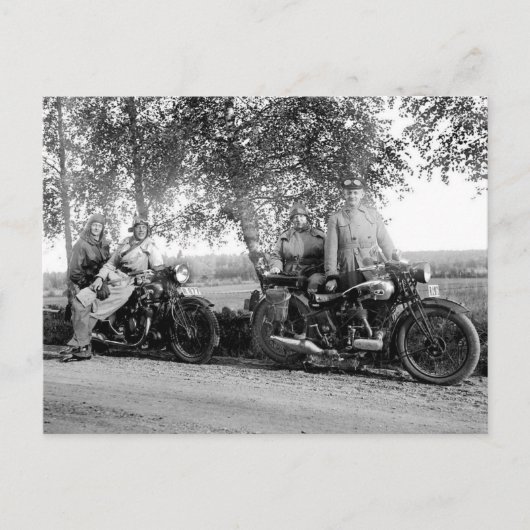 Oude motorfietsen foto zwart-wit briefkaart (Voorkant)