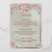 Oude Munt Peony Trouw Folie Bijlagekaart Folie Uitnodiging (Voorkant)