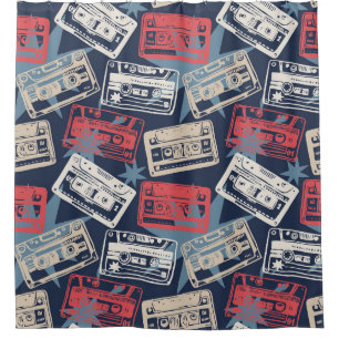 Oude Muziek Cassettes Naadloos Douchegordijn