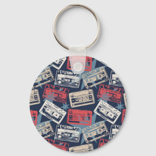 Oude Muziek Cassettes Naadloos Sleutelhanger