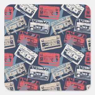 Oude Muziek Cassettes Naadloos Vierkante Sticker