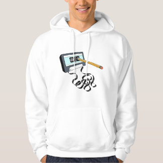 Oude muziek jaren 80 90 met potlood opwindend een hoodie