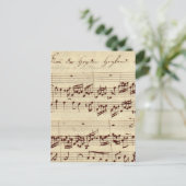 Oude Muzieknoten - Bach Music-vel Briefkaart (Staand voorkant)