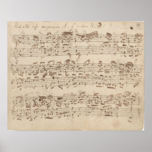 Oude Muzieknoten - Bach-muziekblad Poster