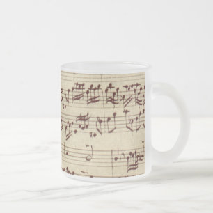 Oude muzieknotities - Bach-muziekblad Matglas Koffiemok