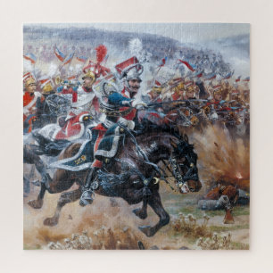 Oude Napoleontische strijdtoneel schilderij Leipzi Legpuzzel