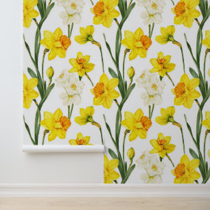 Oude Narcis Botanisch Aquarelontwerp Behang
