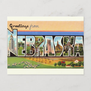 Oude Nebraska Groeten Ansichtkaart Briefkaart