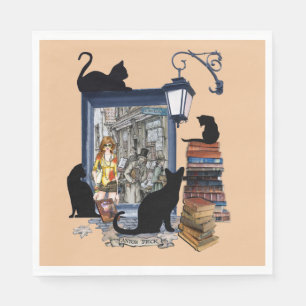 Oude Nederlandse kunstenaar & zwarte katten Servet