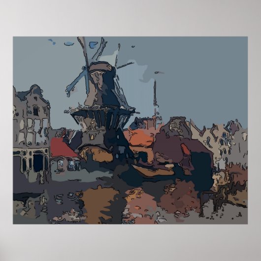 Oude Nederlandse Windmillschilderkunst Poster (Voorkant)