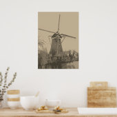 Oude Nederlandse windmolen Poster (Keuken)