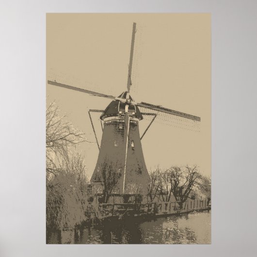 Oude Nederlandse windmolen Poster (Voorkant)