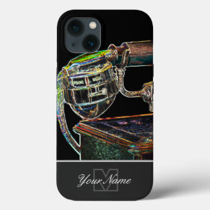 Oude neon-Pop-Art-retro telefoon met Monogram! Ca iPhone 13 Hoesje