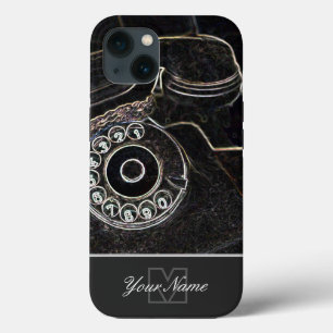 Oude neon-Pop-Art-retro telefoon met Monogram! iPhone 13 Hoesje