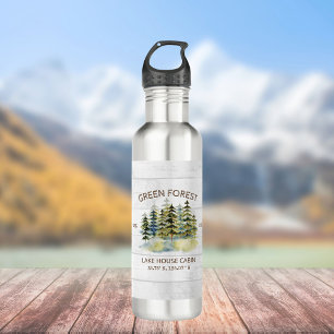 Oude nevelige groene dennenboom bos Pinery  Waterfles