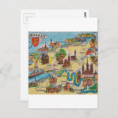 Oude Normandie-kaart Briefkaart (Voorkant / Achterkant)