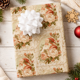 Oude Nostalgische Kerstman Kerstmis Inpakpapier Vel
