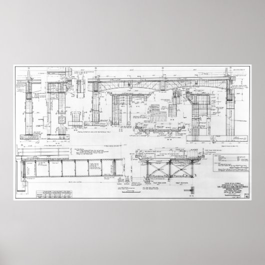 OUDE OAKLAND BAY BRIDGE BLUEPRINT 1935 POSTER (Voorkant)