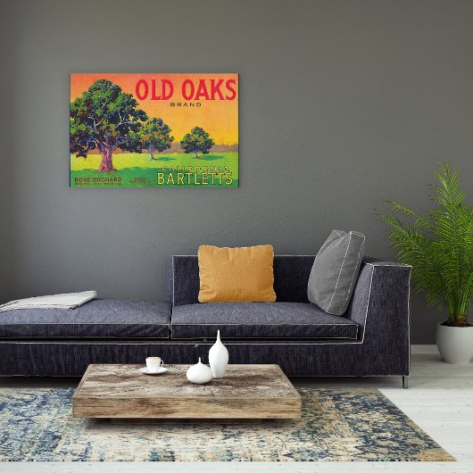 Oude Oaks-parelkrat LabelBryte, CA Canvas Afdruk
