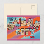 Oude Ocean City MD Groet Briefkaart (Voorkant / Achterkant)