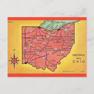 Oude Ohio kaart Groeten Ansichtkaart