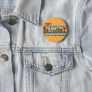 Oude Oklahoma-welkomstansichtkaart Ronde Button 5,7 Cm