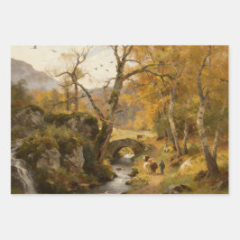 Oude Olieverfschilderij Herfst op het Platteland I Inpakpapier Vel