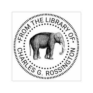 Oude Olifant Tekening Bibliotheek Boek Naam Zelfinktende Stempel